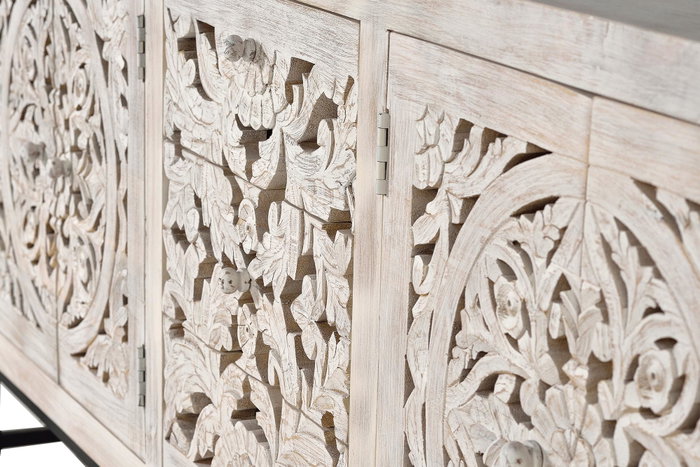 Giner y Colomer Aparador Madera de Mango y Patas Metal Blanco Envejecido 80x190x38 cm